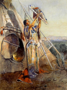 Charles M. Russell - Sun Worship in Montana