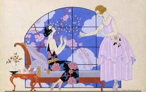 Georges Barbier - Two Ladies In a Salon