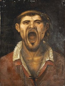 Agostino Carracci - A Peasant Man, Head and Shoulders, Shouting