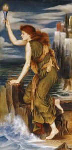 Evelyn De Morgan - Hero Holding The Beacon For Leander