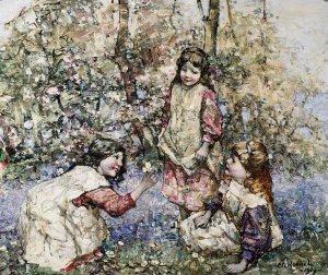 Edward Atkinson Hornel - Gathering Primroses