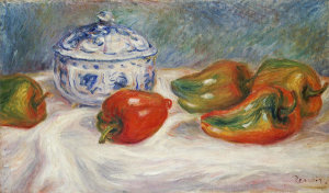 Pierre-Auguste Renoir - Still Life With a Blue Sugar Bowl and Peppers