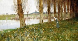 John George Sowerby - The Amber Vale, a Host of Golden Daffodils
