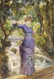 Maria Konstantinovna Bashkirtseva - Girl Reading By a Waterfall