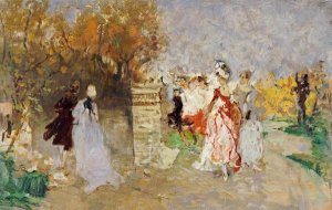 Mose Bianchi - Elegant Figures In a Park