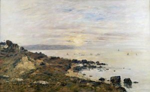 Eugene Boudin - Cliffs at Benerville, Sunset