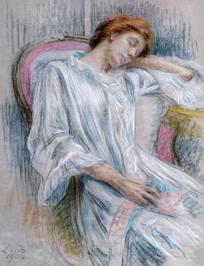 Marie Louise Catherine Breslau - A Young Woman Asleep In a Chair