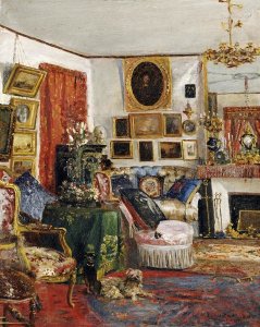 Gustave De Launay - An Interior of a Sitting Room