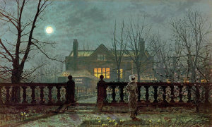 John Atkinson Grimshaw - Lady In a Garden By Moonlight