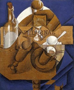 Juan Gris - Trasse, Verres Et Bouteille (Le Journal)