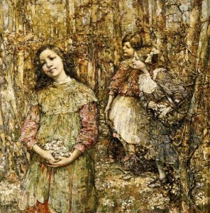 Edward Atkinson Hornel - Gathering Snowdrops