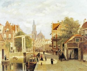Johannes Frederick Hulk - A Street Scene, Amsterdam