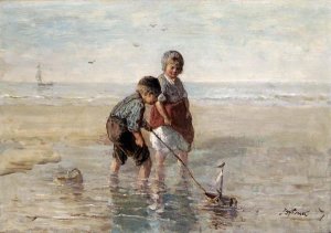 Jozef Israels - Children Playing By The Seaside