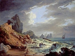 Italian School - A Rocky Coastal Landscape