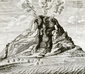 Athanasius Kircher - Engraving of Vesuvius Erupting