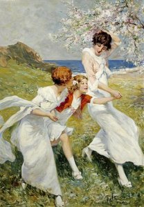 Rene Lelong - A Spring Day By The Seashore