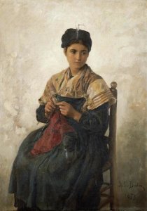 Jules Adolphe Aime Louis - A Girl Knitting