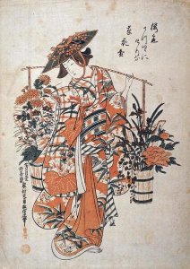 Okumura Masanobu - A Beauty Wearing Festival Garb