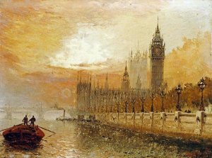 Claude T Stanfield Moore - View of Westminster From The Thames