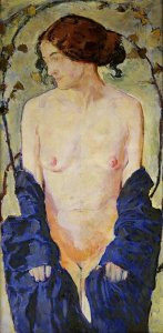 Koloman Moser - Standing Nude with Blue Robe