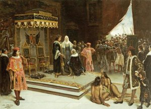Francisco Garcia Santa Olalla - Columbus Before The Spanish Court After His Return From The Americas