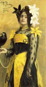 Ilia Efimovich Repin - Portrait of a Lady In a Yellow and Black Gown