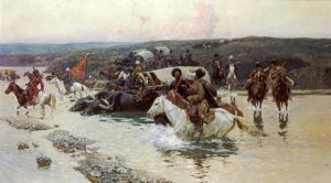 Franz Alekseevitch Roubaud - Tcherkess Convoy Crossing a River