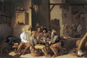 Cornelis Saftleven - Peasants Smoking and Drinking