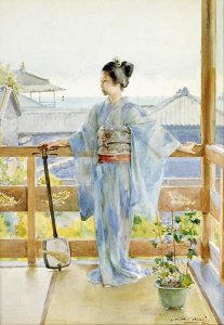 Anton Alois Stern - Geisha Standing On a Balcony