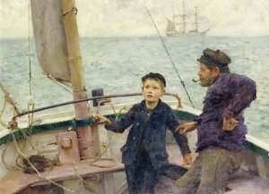 Henry Scott Tuke - The Steering Lesson