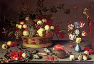 Balthasar Van Der Ast - A Basket of Grapes and Other Fruit