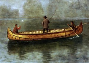 Albert Bierstadt - Fishing From a Canoe