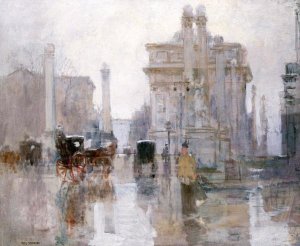 Paul Cornoyer - After The Rain, The Dewey Arch, Madison Square Park, New York