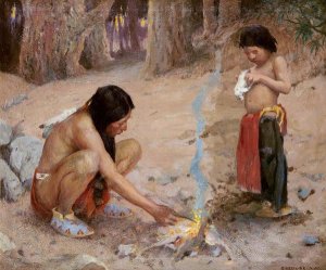 Eanger Irving Couse - The Campfire