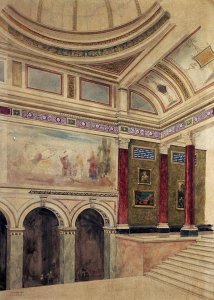 John Dibblee Crace - The Entrance Hall of The National Gallery, London