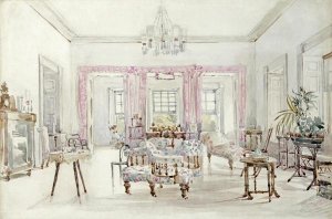 Col. Lionel Grimston Fawkes - The Drawing Room of Queen's House, Barbados, 1880