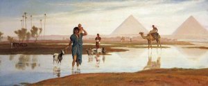 Frederick Goodall - Overflow of The Nile, With The Pyramids