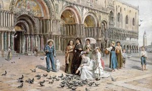 George Goodwin Kilburne - The Pigeons of St. Mark's, Venice