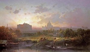 Antoine Ponthus-Cinier - View of Rome at Sunset