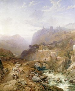 Thomas Miles Richardson - Figures on The Road Below Fort Leon, Sicily