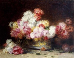 Achille Zo - Chrysanthemum and Other Flowers In a Bowl