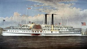 Currier and Ives - People's Line - Hudson River, The Palace Steamers of The World