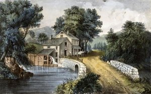 Currier and Ives - Roadside Mill