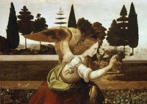 Leonardo da Vinci - Annunciation - detail