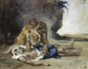 Eugene Delacroix - Lion Rending Apart a Corpse