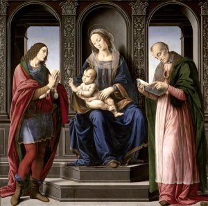 Lorenzo di Cre - Virgin and Child With St. Julian and St. Nicholas of Myra