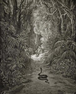 Gustave Dore - Satan As A Serpent, Enters Paradise In Search Of Eve (from Milton's "Paradise Lost")