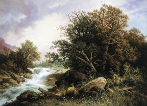 Carl Hasch - Deer Near a Stream