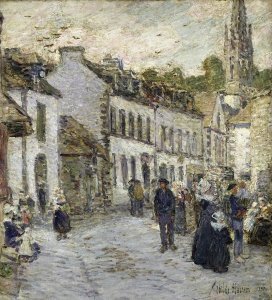 Childe Hassam - Street In Pont Aven In Evening