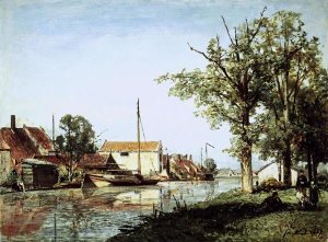 Johan Barthold Jongkind - A Dutch Canal Scene